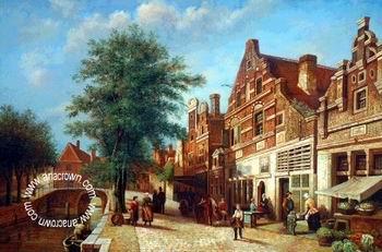 unknow artist European city landscape, street landsacpe, construction, frontstore, building and architecture. 175